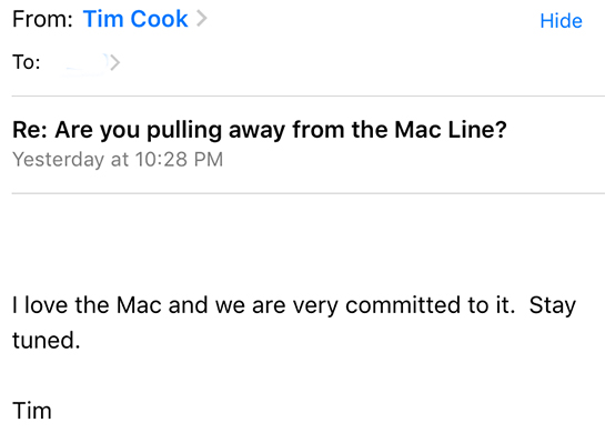 tim cook mac メール