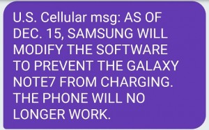 Galaxy Note 7　アップデート　充電不可能