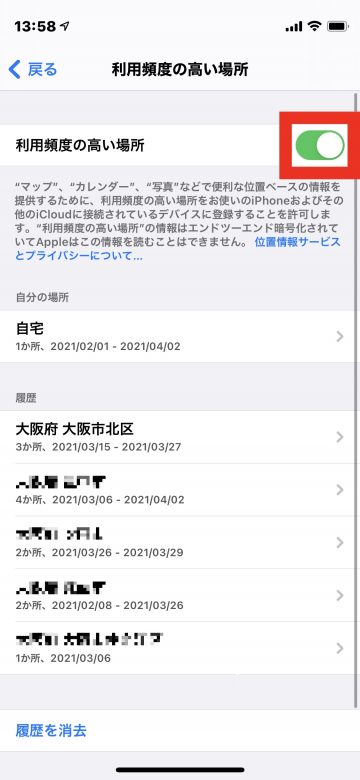 Tips 利用頻度の高い場所