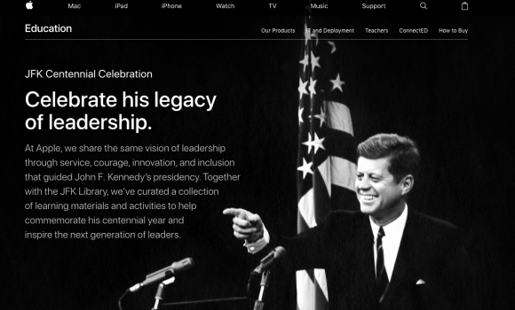Apple ケネディ元大統領の生誕100周年を記念するページを公開 Iphone Mania