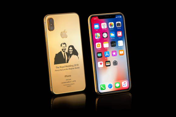 iPhoneX-Royal-Wedding-Gold-Elite-standing-diamond-Cluster