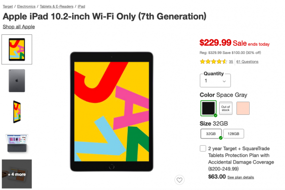 第7世代iPad、アメリカのブラックフライデーセールで最大100ドル引きに