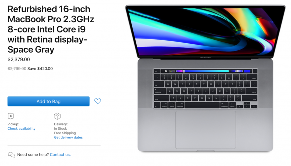 16インチMacBook Proの整備済み製品