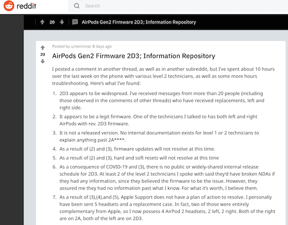 Reddit AirPods ファームウェア