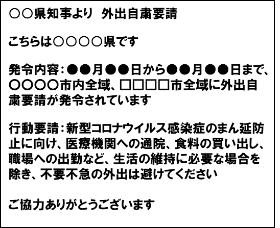 au 緊急速報メール 外出自粛要請