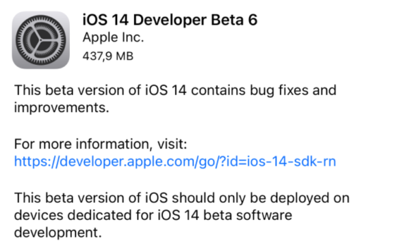 iOS14ベータ6