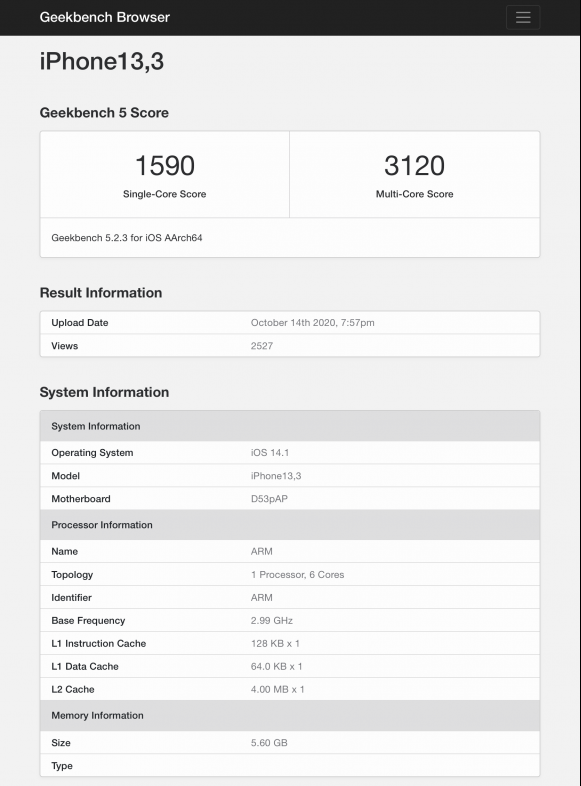 iPhone12 Please Geekbench 5