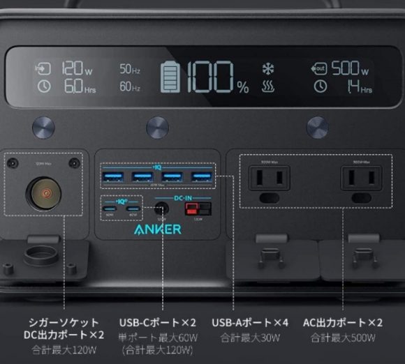 Anker PowerHouse II 800-11の出力ポート
