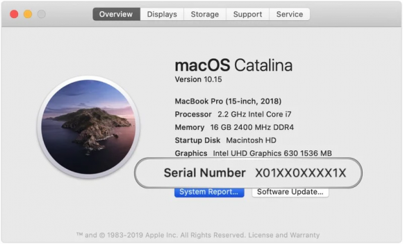 Macのシリアル番号の画像