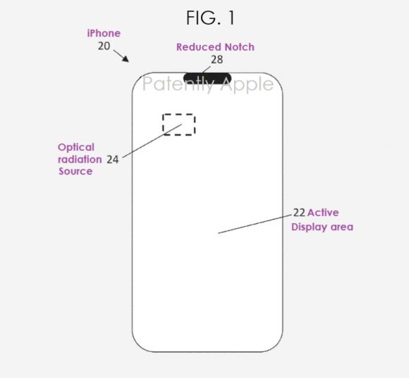 Appleのノッチサイズを縮小するための特許の画像