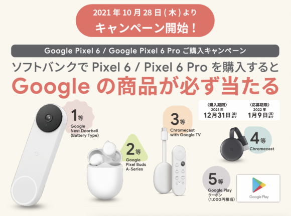 ソフトバンク　Google Pixel 6とGoogle Pixel 6 Pro