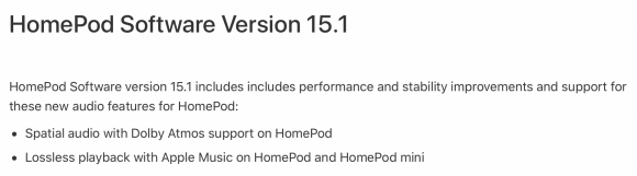 HomePod Software Version 15.1