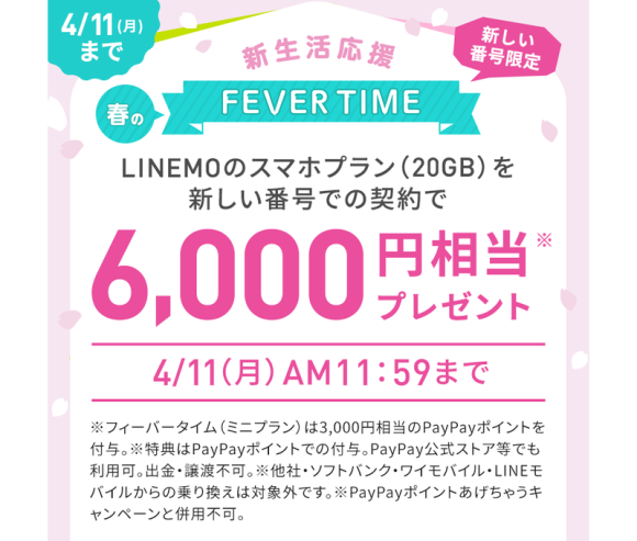LINEMO-新生活応援　春のFEVER TIME」