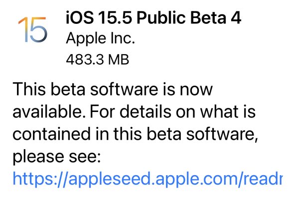 iOS15.5パブリックベータ4