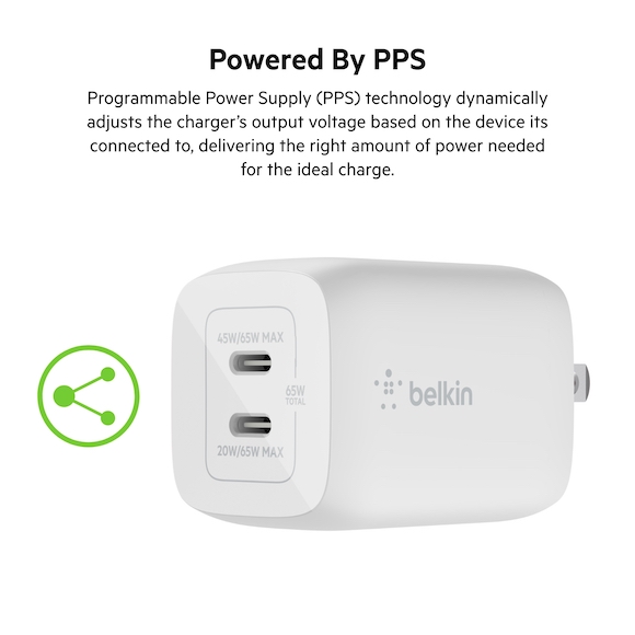 Belkin 「BOOST↑CHARGE PRO 65W DUAL USB-C GAN WALL CHARGER WITH PPS」