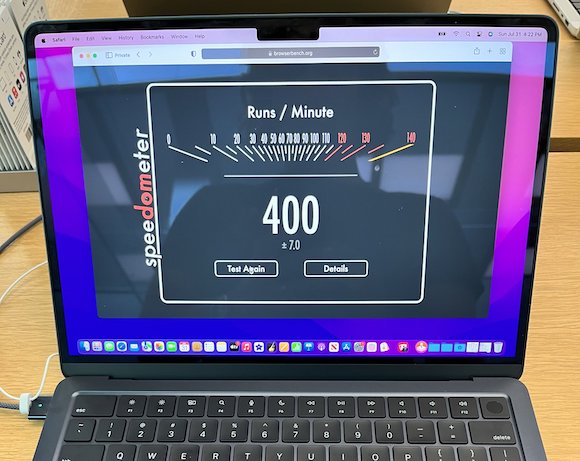 M2 MacBook Air Safari 15.6 Speedometer 2.0