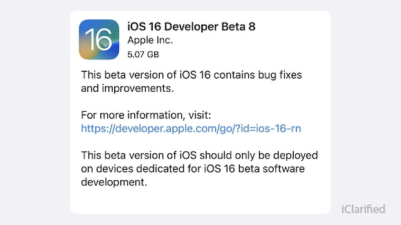 iOS16 beta 8