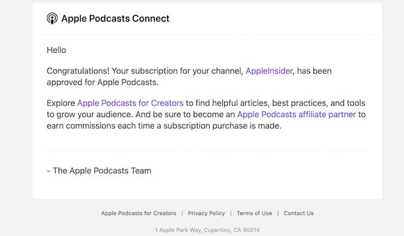 Apple Podcasts Connect 誤送信メール