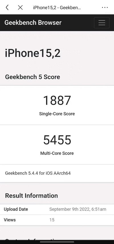 A16 Geekbench 5 ice