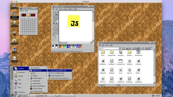 Mac上でWindows 95が動作する画像