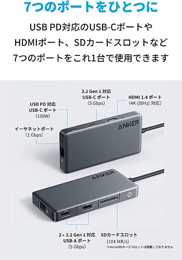 Anker 341 USB-C ハブ （7-in-1）