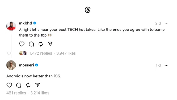 アダム・モッセリ　instagram threads ios android