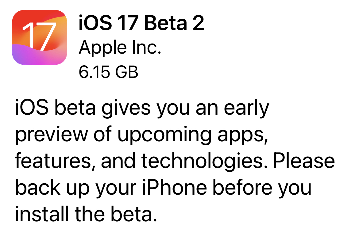 iOS17パブリックベータ2