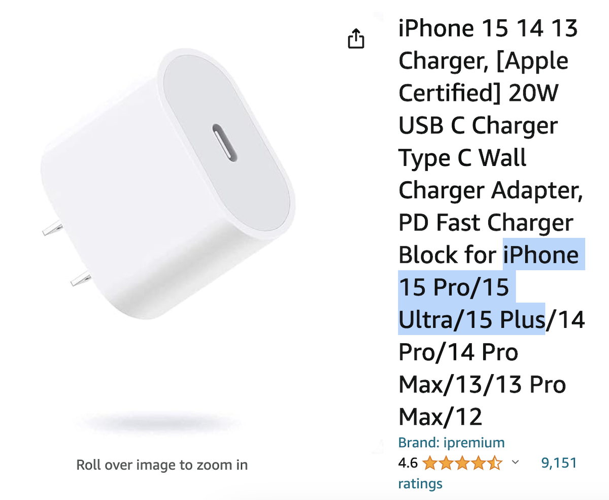 iPhone USB-C　充電アダプタ　Amazon