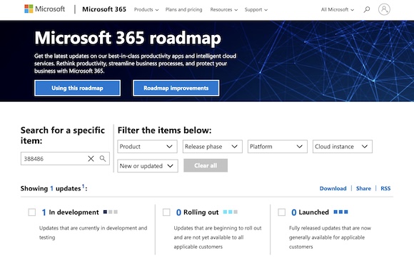 Microsoft 365 roadmap
