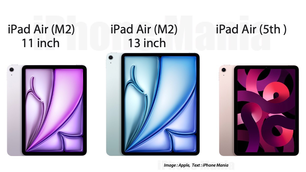 iPad Air(M2) と（第5世代）の比較画像