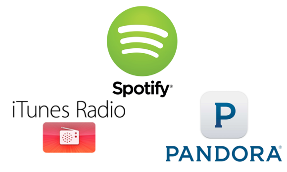 Spotify、iTunes Radio、PANDORAのロゴ