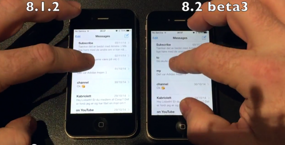 iOS 8.2 vs. iOS 8.1.2 on iPhone 4s Speed Test