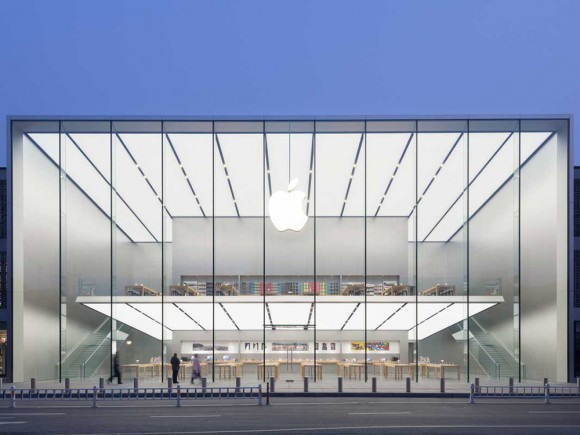 中国・杭州のApple Store、2階が浮いて見える不思議な建築デザイン！