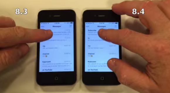 iOS8.4　iOS8.3　動作比較