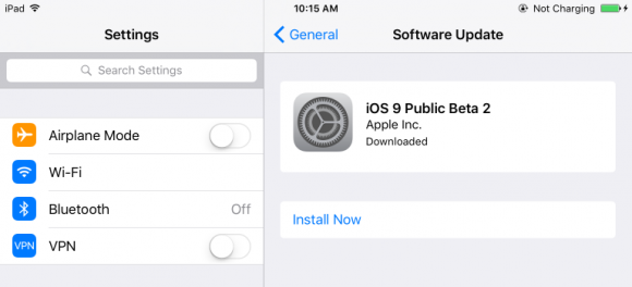 iOS9 Public Beta 2