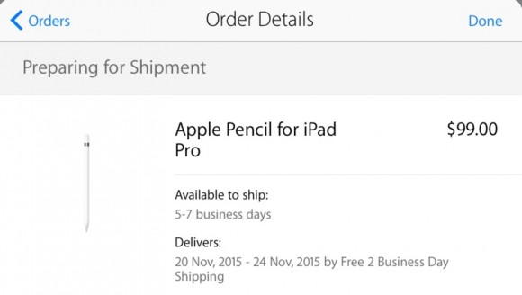 Apple Pencil　出荷状況