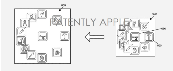 Apple　アイコン円形配置　特許