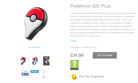 Pokémon GO Plus Nintendo UK Store