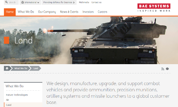 BAE SystemsのWebページ