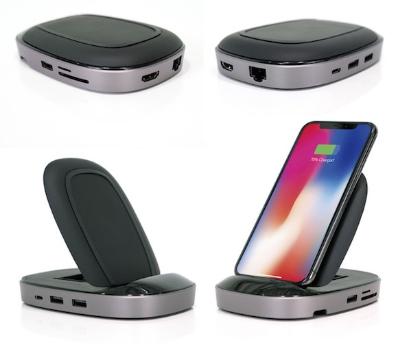 HyperDrive USB-C Hub + 7.5W Qi Wireless Charger iPhone Stand