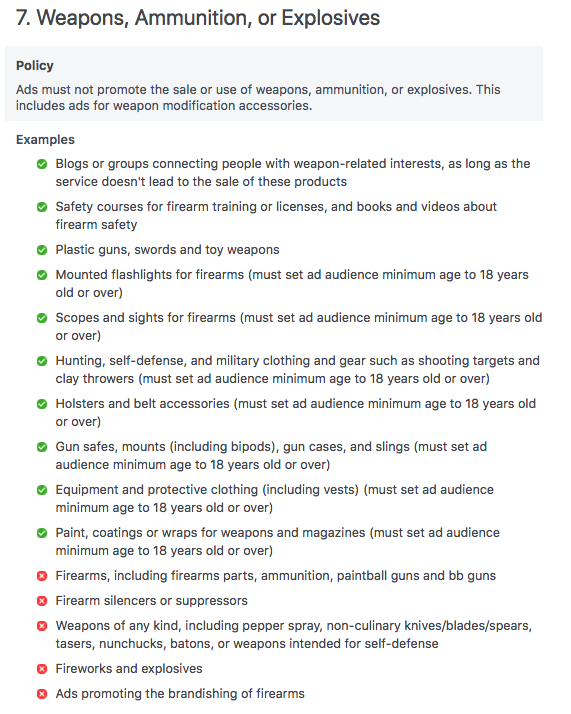 Facebook銃広告規制