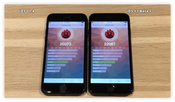 iOS12ベータ iOS11.4 比較 iAppleBytes iPhone7