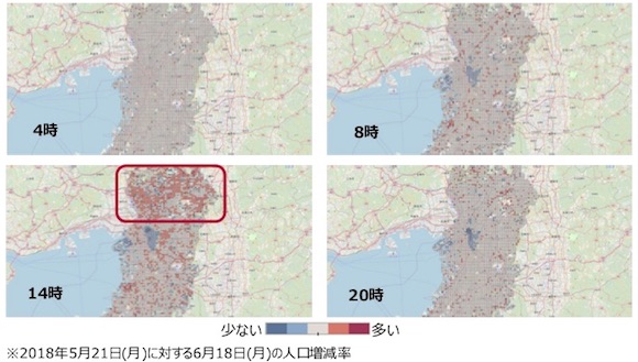 NTTドコモ　モバイル空間統計　大阪地震