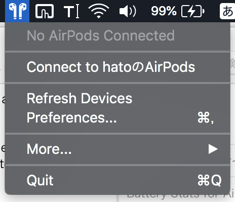 Battery Stats for AirPods