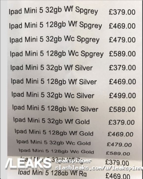 iPad mini 5 slashleaks
