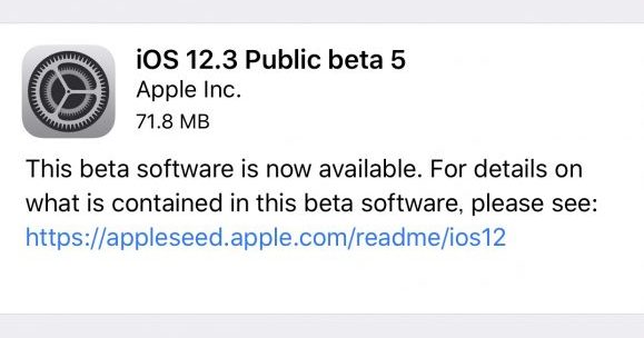 iOS12.3パブリックベータ5