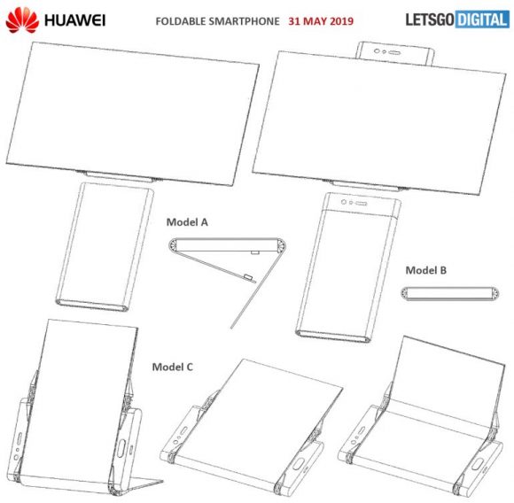 huawei スマートフォン　特許　コンセプトイメージ　折りたたみスマートフォン