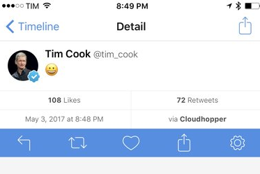 ティム・クック　twitter cloudhopper