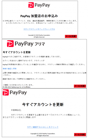 PayPayをかたるフィッシングメール