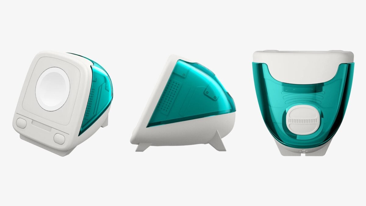 Spigen、透明なiMac G3にインスパイアされたApple Watch用充電スタンドを発売
